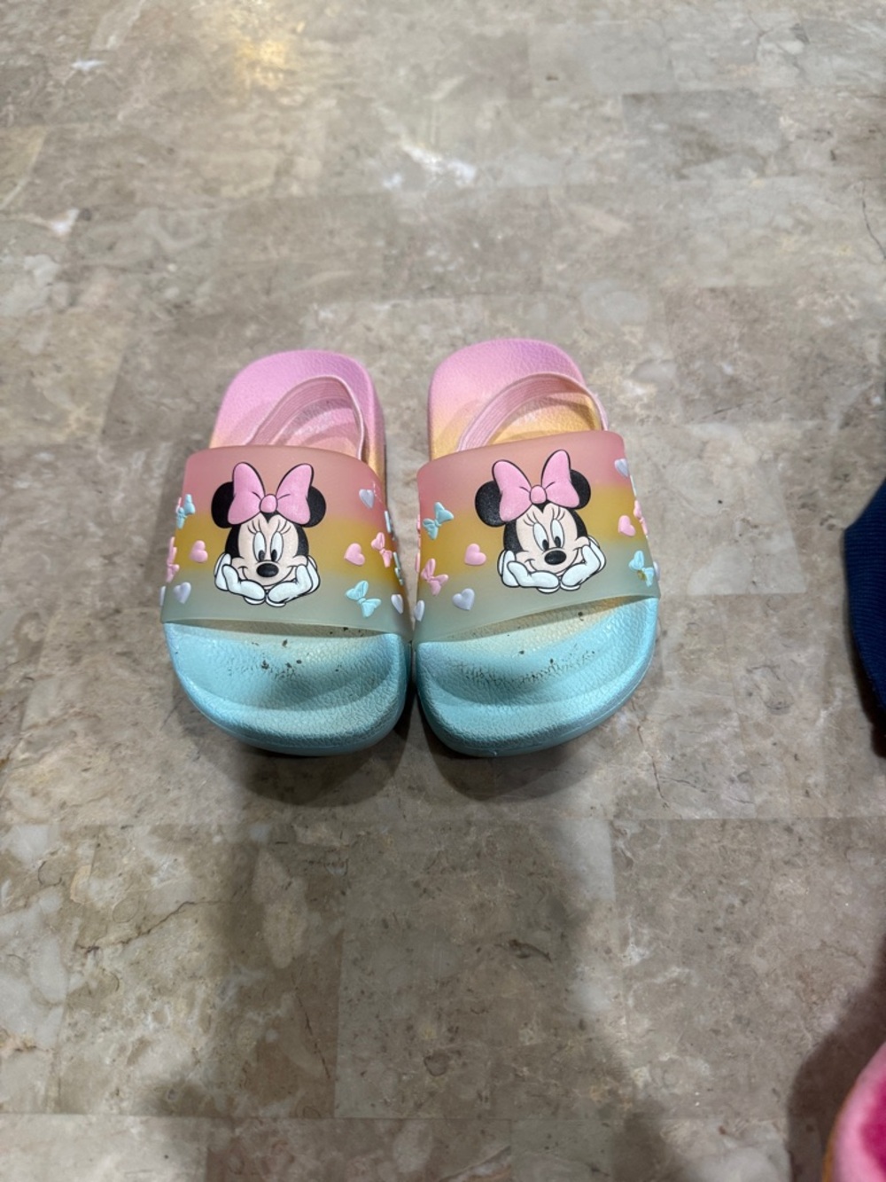 Kids Minnie Mouse Pastel Slide Sandals - Pink, Blue, Yellow
